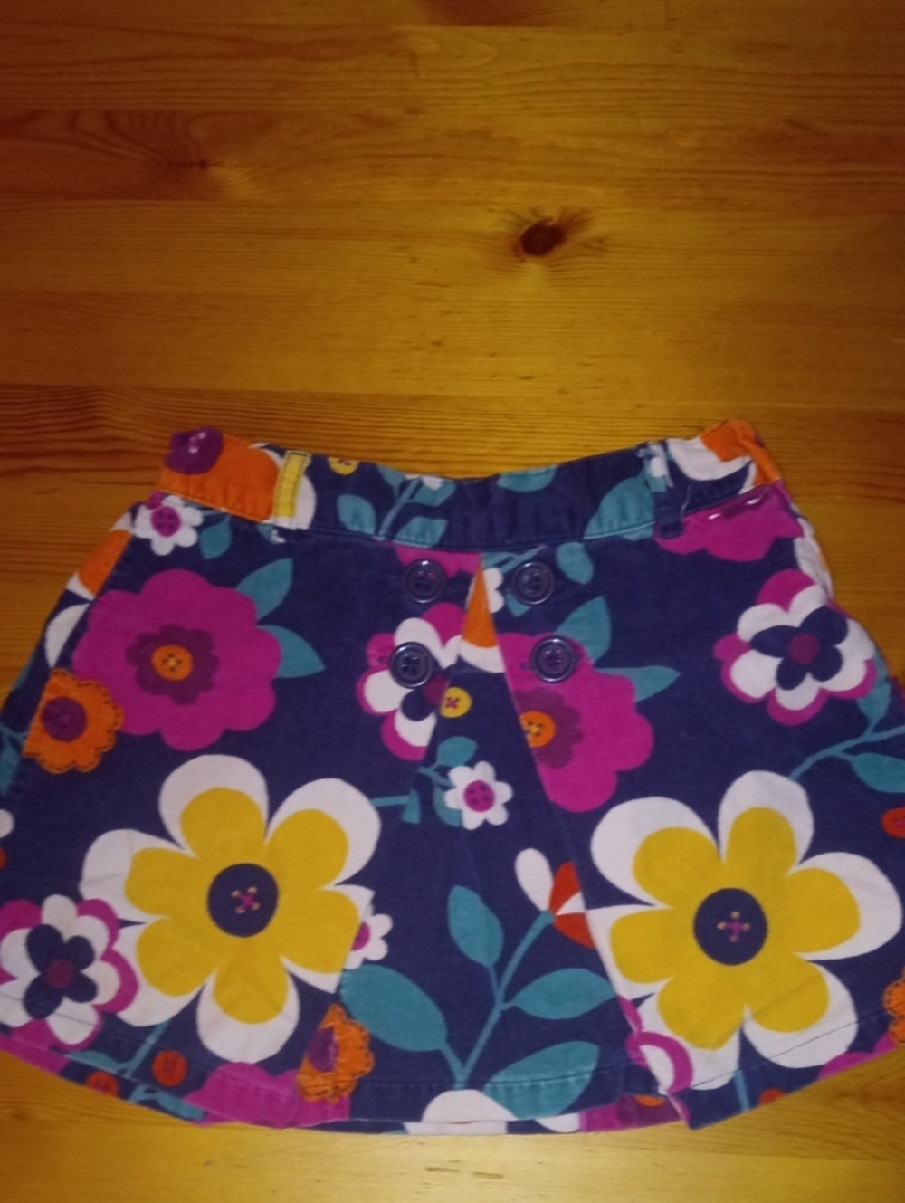 Gymboree Navy Skirt with Yellow, Pink and Teal Floral Print